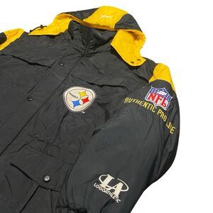 Vintage NFL Pittsburgh Steelers Puffer Jacket Coat Logo Athletic Pro Line 90s XL